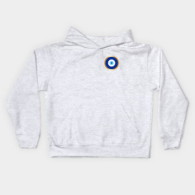 Evil Eye Blue & Golden Kids Hoodie by Ahlam Artist